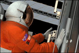 Astronaut outside space station Astronaut outside space station